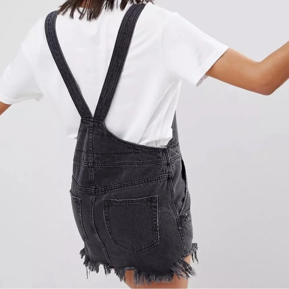 Free People Distressed Overall Mini Dress